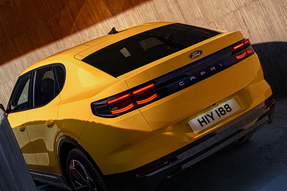 Close-up of the new Ford Capri® taillights inspired by the original Capri.